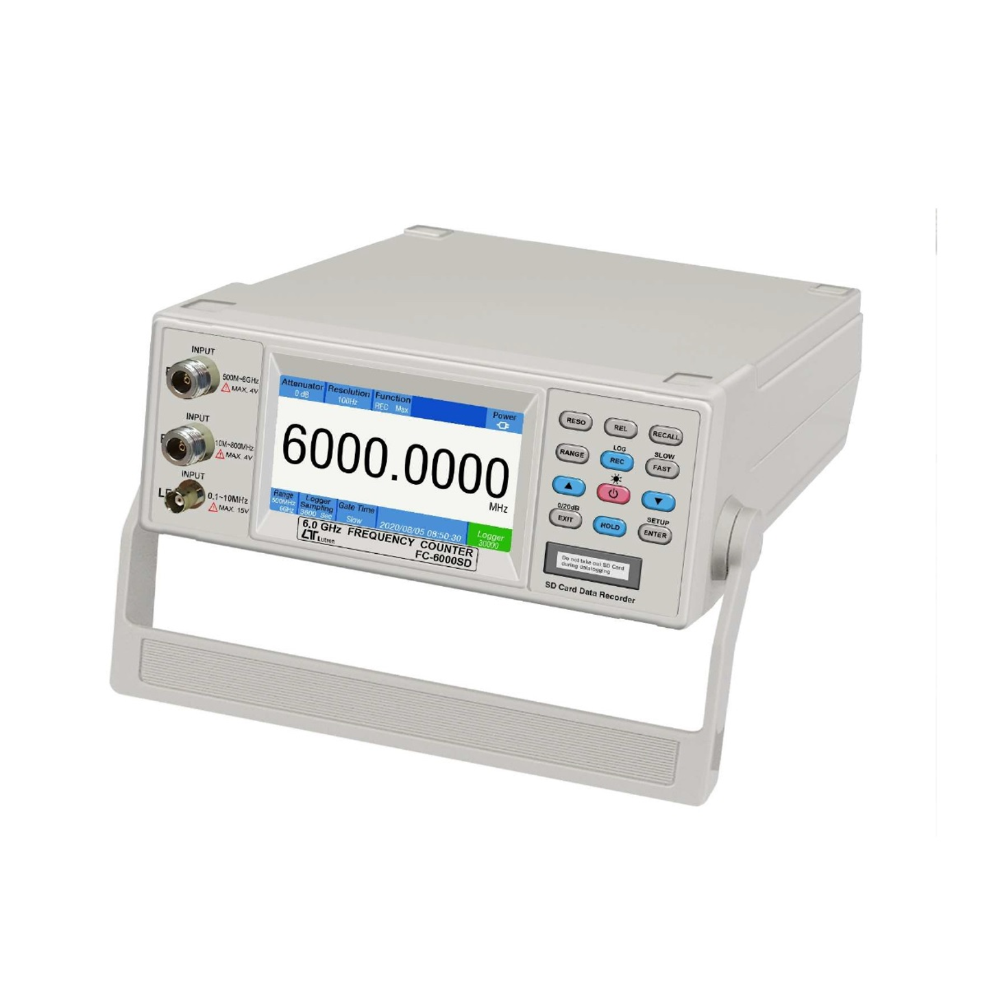 frequency meter 6.0 GHz, time base frequency TCXO, micro SD card number recorder, square type